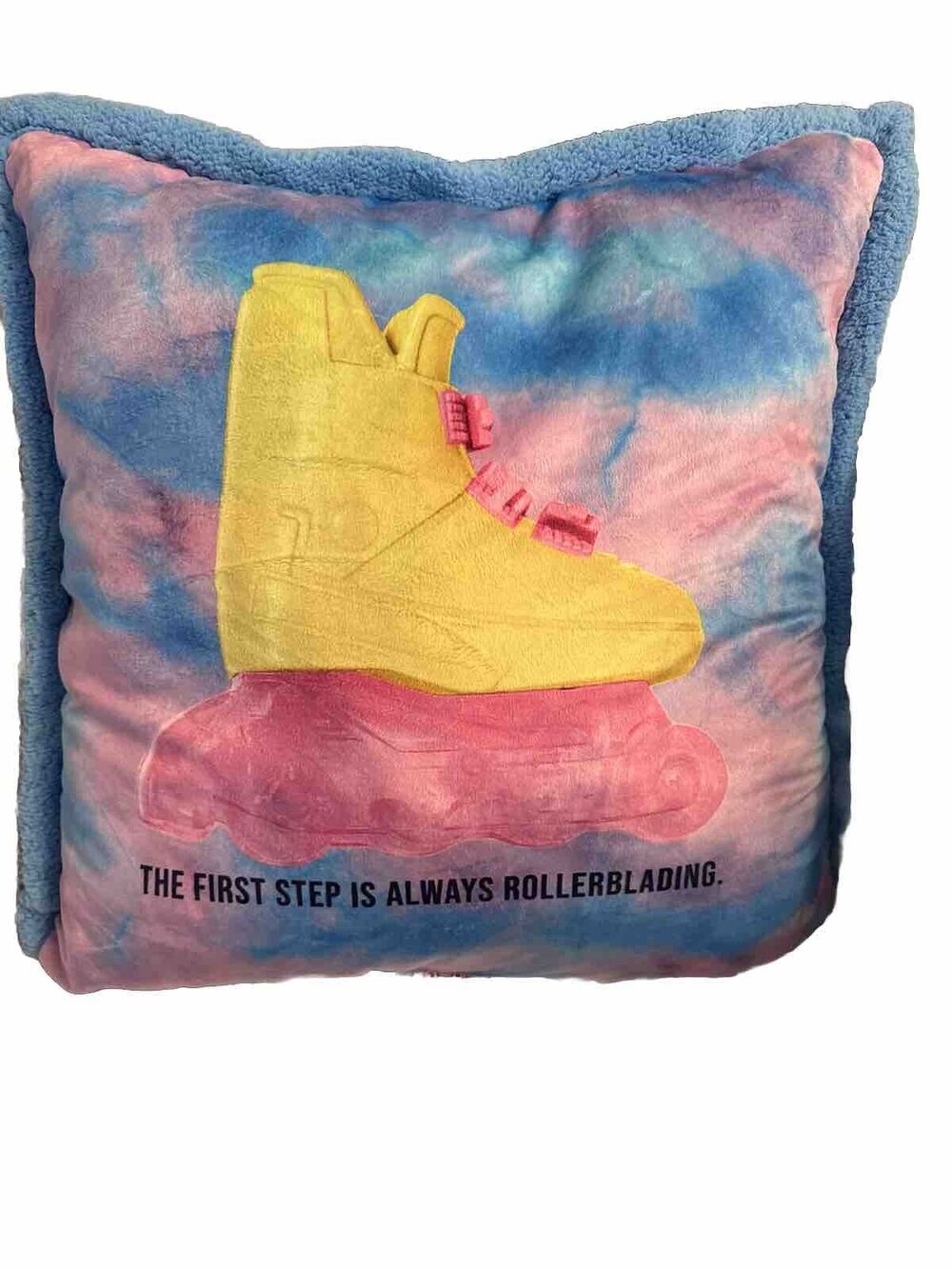 Barbie pillow large pink blue rollerskate yellow decor throw pillow